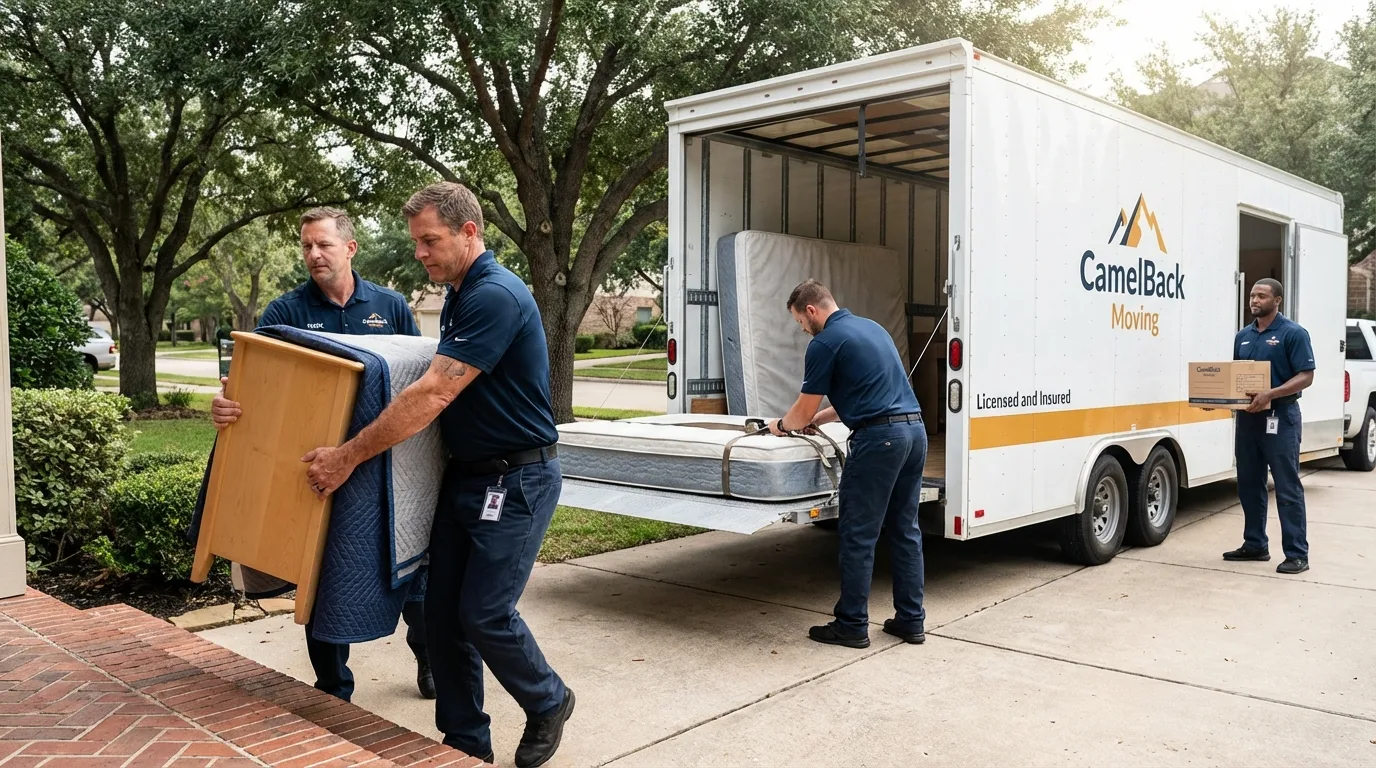 Crew loading residential truck for cross-state move from East Helena, MT