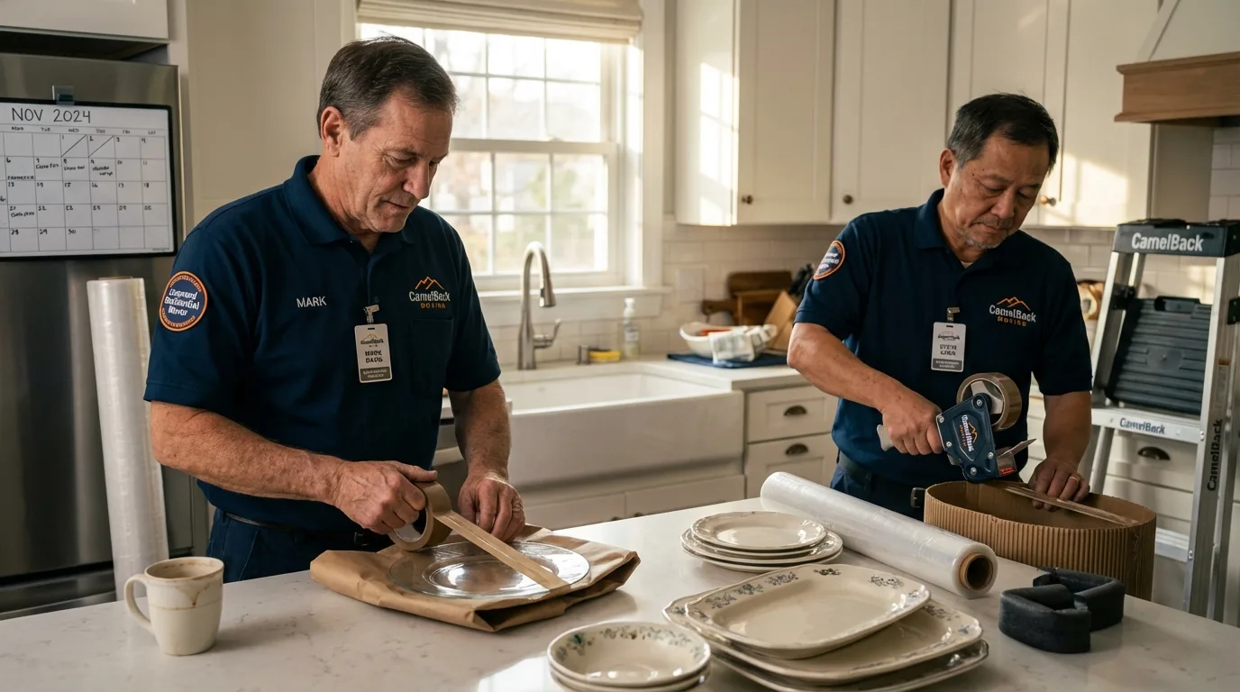 Professional crew packing kitchen dishware in East Helena, MT